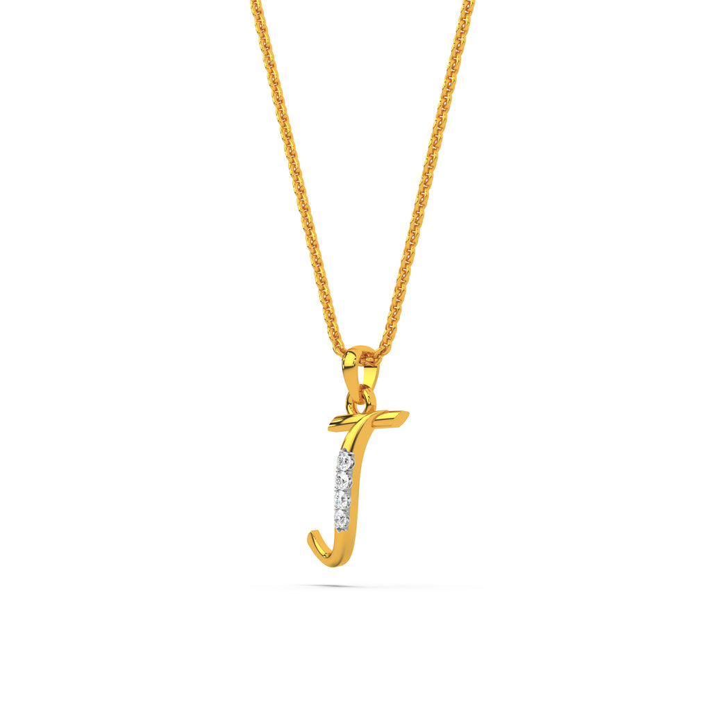 Alphabet J Diamond Pendant